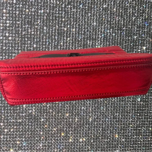Rudsak bag pouch quilted metallic red shiny black Canadian heritage makeup purse - Picture 4 of 11